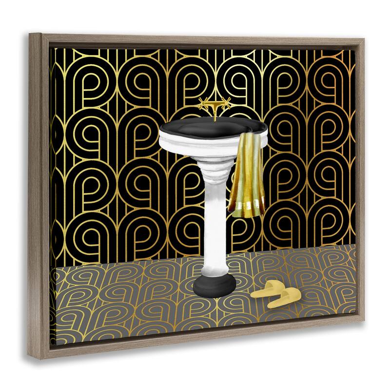 Stupell Bathroom Sink Deco Style Framed Floater Canvas Wall Art Design By Conrad Knutsen