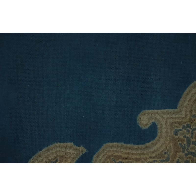 Hand Knotted Oriental 100% Wool Carpet Traditional Medallion Navy Blue & Blues Kerman Area Rug - 12' 3'' X 9' 7''