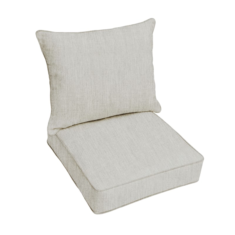 Sorra Home Outdoor Corded Deep Seating Pillow and Cushion Set - 30 in W x 27 in D x 5 in H - Canvas Granite Up