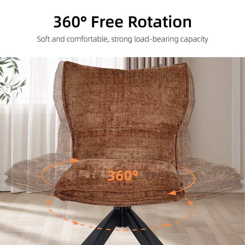 Modern Upholstered Swivel Dining Chairs Accent Side Chairs with Metal Legs