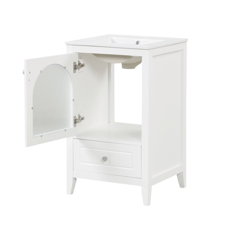 Modern Black Bathroom Vanity with Painted Finish, Soft-Closing Door, and Single Faucet Hole - 20in L