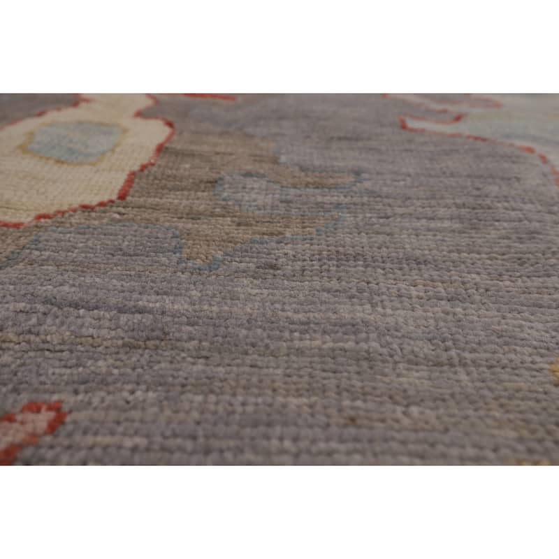Vegetable Dye Gray Oushak Turkish Area Rug Hand-Knotted Wool Carpet - 9'1"x 11'11"