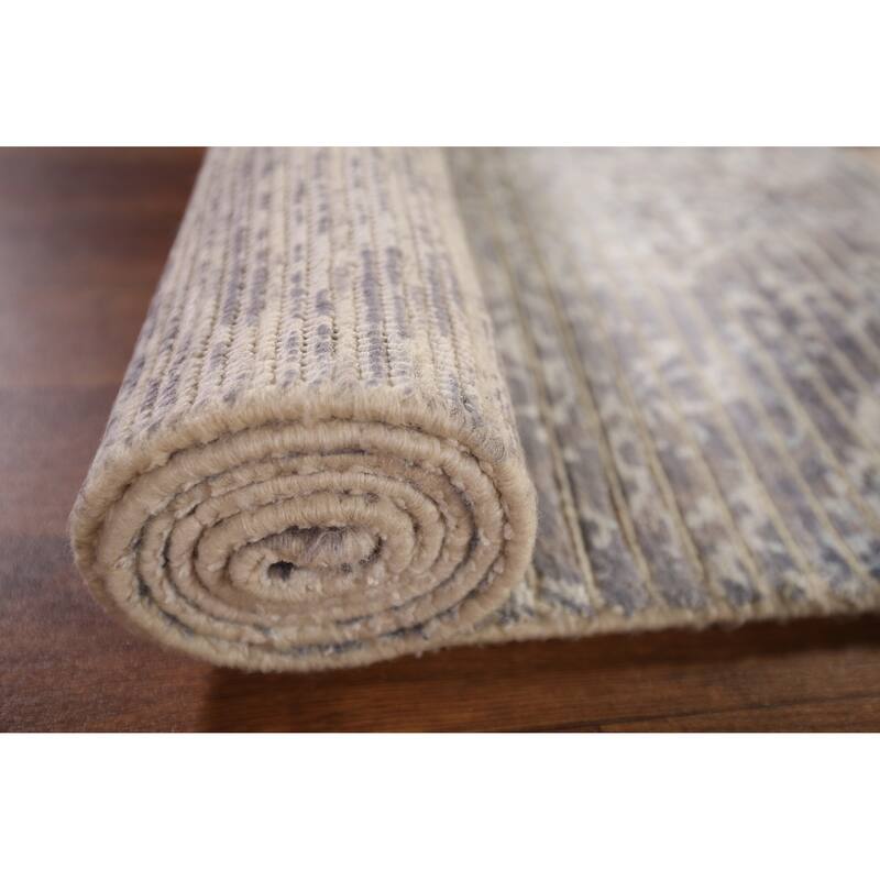 All-Over Striped Abstract Modern Accent Rug Hand-Knotted Wool Carpet - 2'8" x 5'0"