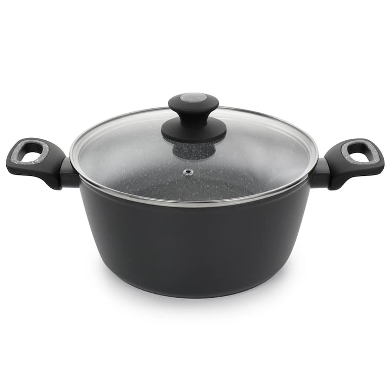 Oster 10 Piece Non-Stick Aluminum Cookware Set in Black and Grey Speckle