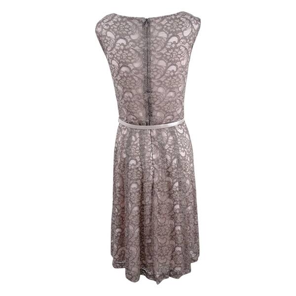 Connected Women's Floral Lace Belted A-Line Dress (6, Taupe/Pink) - Bed Bath & Beyond - 41167949 Connected Women's Floral Lace Belted A-Line Dress (6, Taupe/Pink) - Bed Bath & Beyond - 41167949
