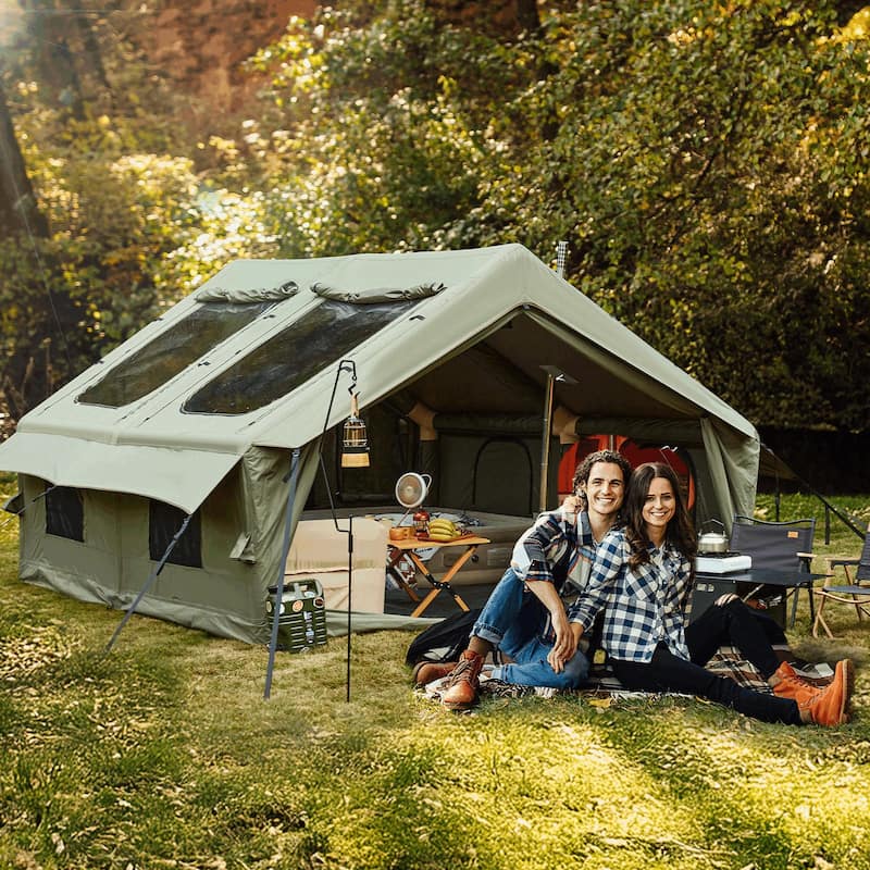 EROMMY Inflatable Tent with Chimney Opening, 8-10 Person Air Glamping Tent