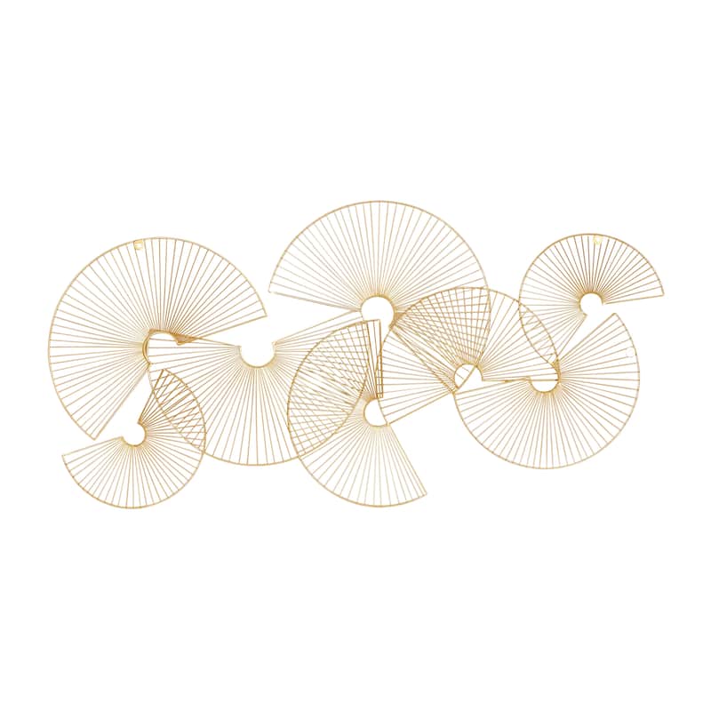 CosmoLiving by Cosmopolitan Gold Metal Crescent Overlapping Wire Fan Sunburst Home Wall Decor