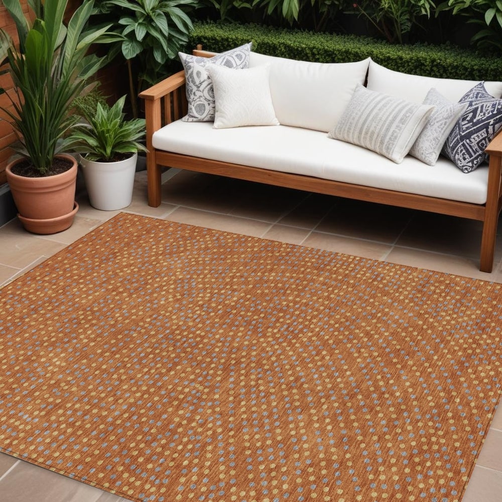 HomeRoots Polka Dot Transitional Rectangle Outdoor Rug