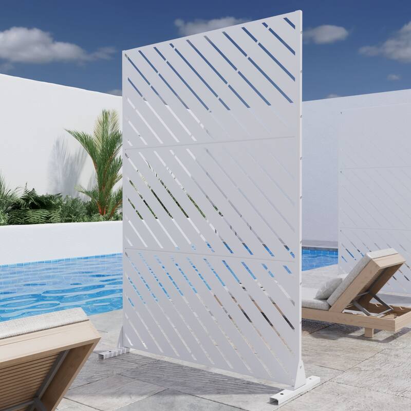 Outdoor Privacy Screen Metal Privacy Screen Panel Free Standing - 72*47 - White