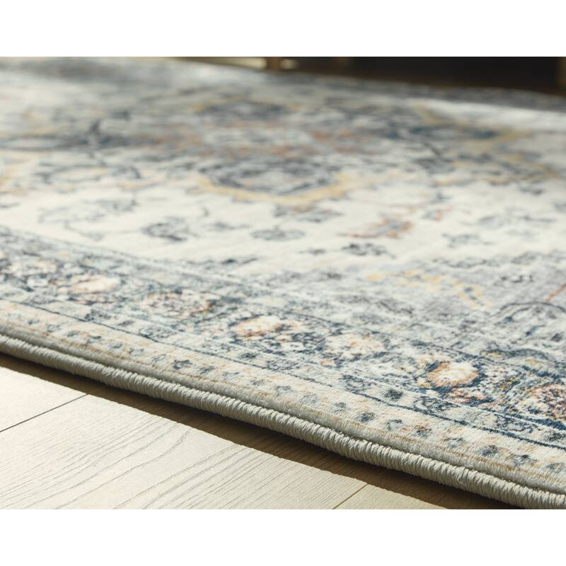 Signature Design by Ashley Wallney Blue/Gray/Orange Memory Foam Area Rug