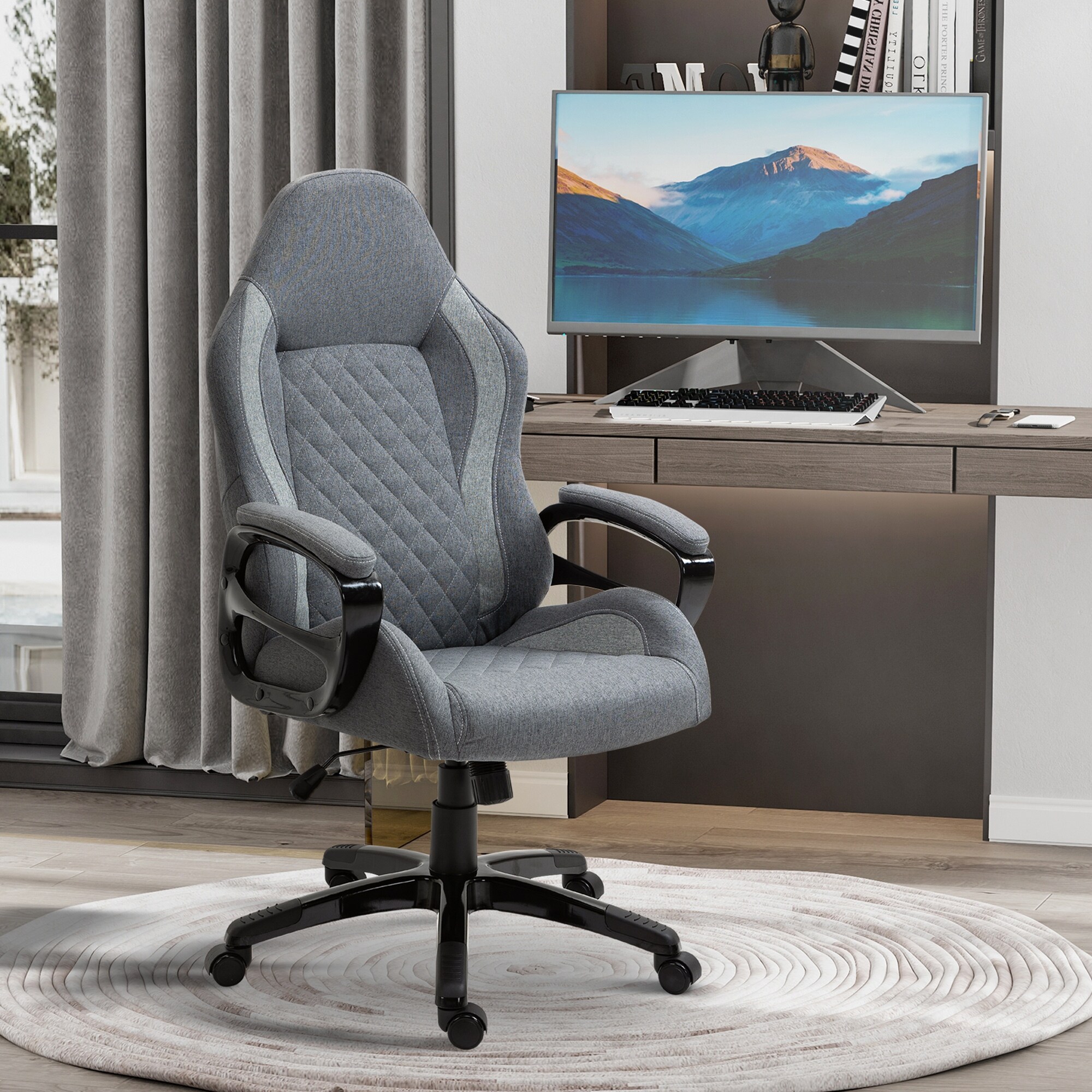 Linen swivel office hotsell chair
