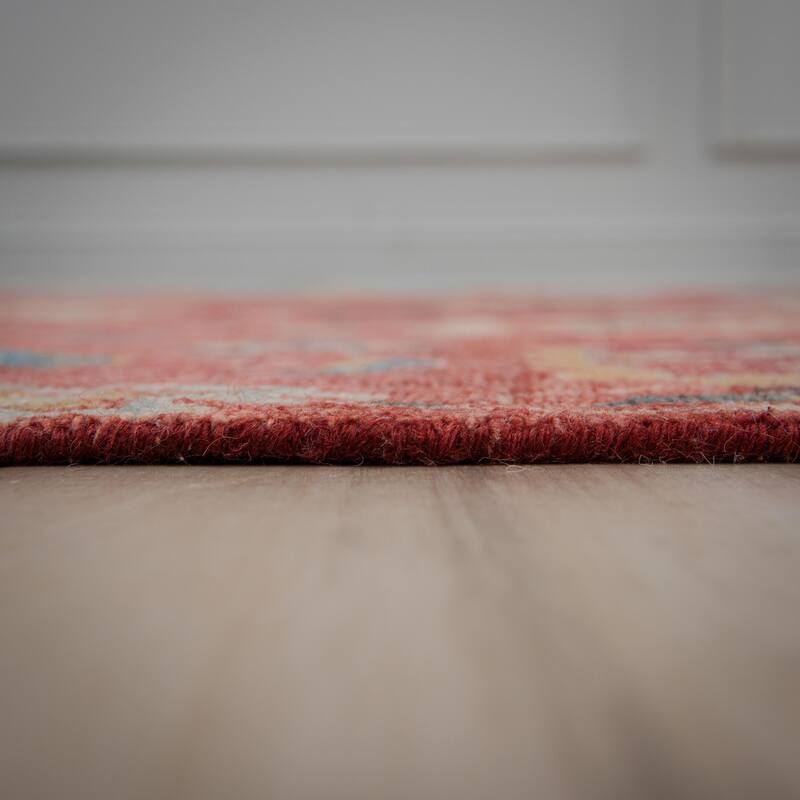 Alora Decor Lush Red Floral Hand Knotted Wool Area Rug