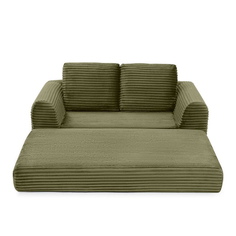 2-in-1 Folding Convertible Sofa Bed, Modern Corduroy Sleeper Couch