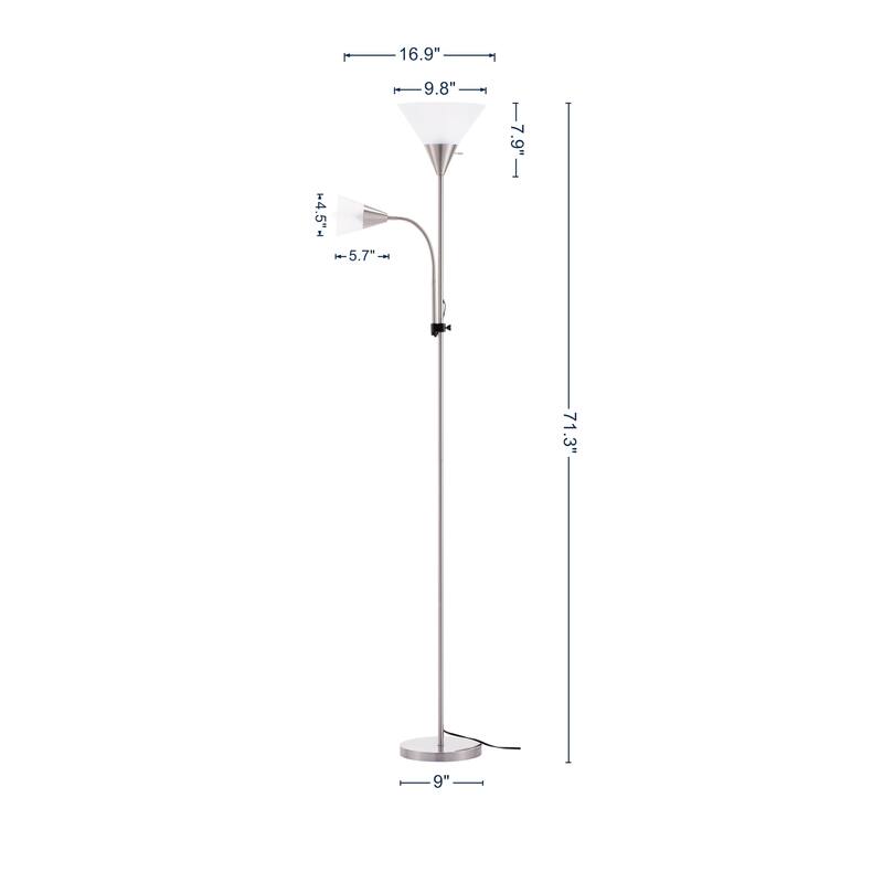 71.3" Tall Standing LED Floor Lamp with Shade - Adjustable Brightness