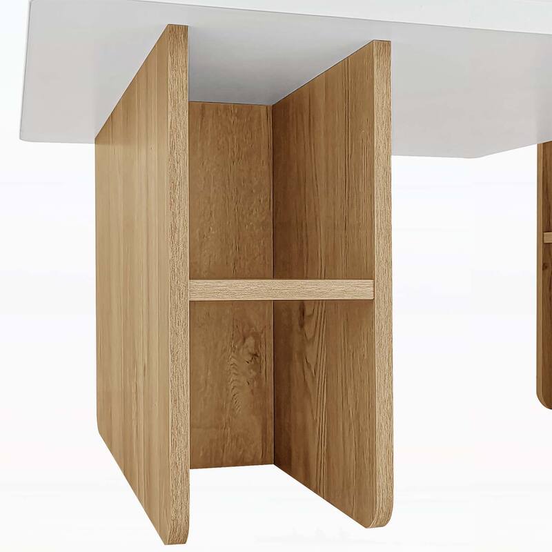 Versatile Set of 2 Nesting Rectangle Coffee Tables for Farmhouse Living Room