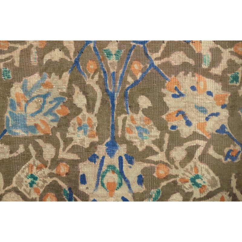 Hand Knotted Oriental 100% Wool Carpet Traditional Floral Green Tabriz Area Rug - 6' 6'' X 4' 3''