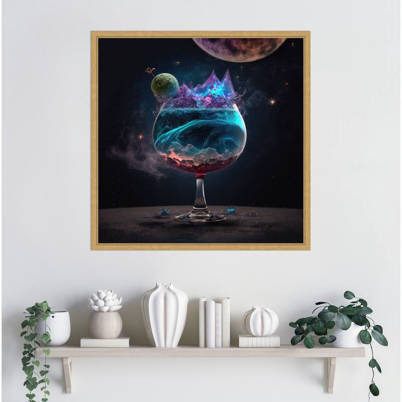 Planetary Cocktail by Jake Fouracre Framed Canvas Wall Art Print - Sylvie Bright Gold