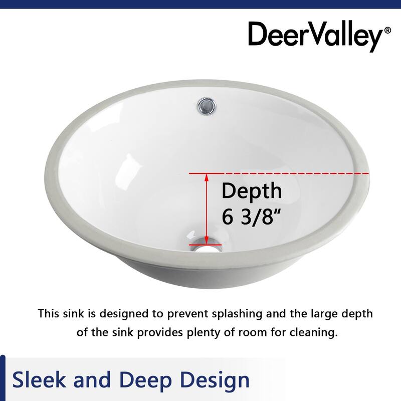 DeerValley Symmetry 18" Oval Vitreous China Undermount Bathroom Sink