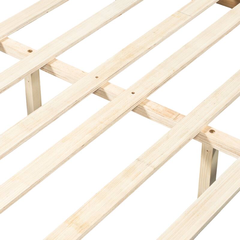 Christopher Knight Home - Modern Upholstered Boucle Bed Frame with Wooden Legs with Wavy Curved Headboard