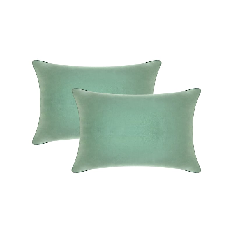 A1HC Pack of 2 Velvet Throw Pillow Covers, Hidden Zipper Closure - 12x20 Inches - Como Green