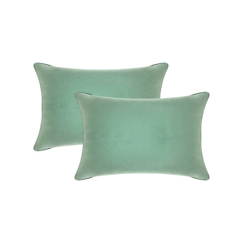 A1HC Pack of 2 Velvet Throw Pillow Insert, Hypoallergenic Down Alternative Fill - 12x20 Inches - Como Green