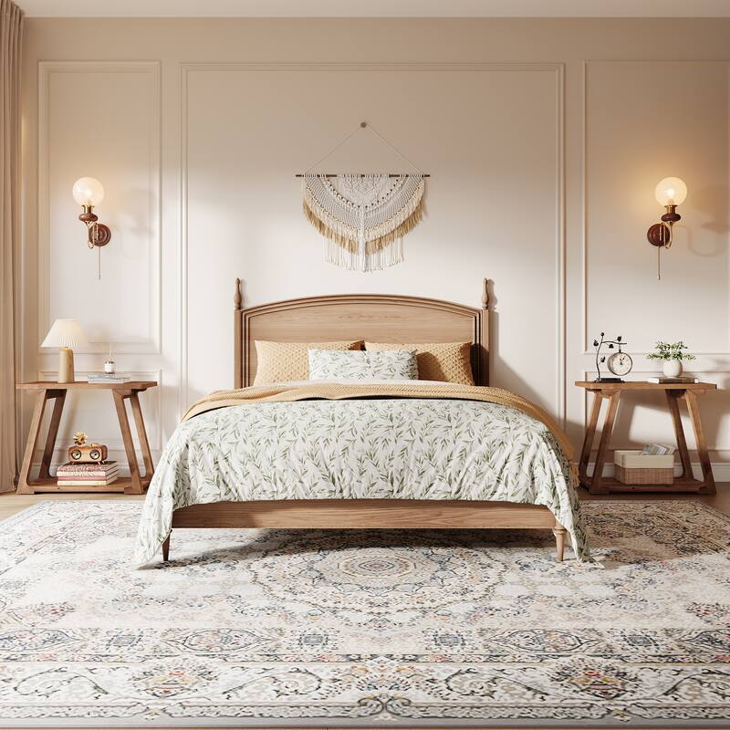 Solid Wood End Table, Side Table with Storage, Bedside Nightstand Entryway Accent Table