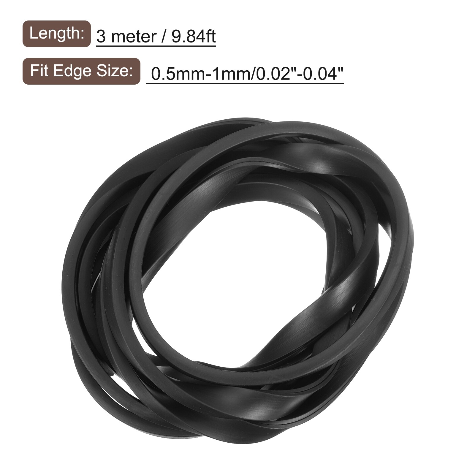 U Channel Edge Trim, Rubber Guard Seal Strip Edge Protector Flat Type - Black