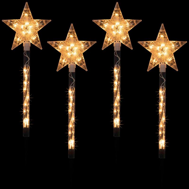 4ct Star Christmas Pathway Marker w/ Lawn Stakes - Clear Lights