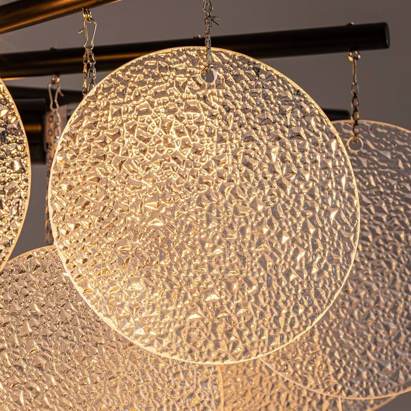 23.6" Modern 4-Tier Farmhouse Glass Chandelier, 9-Light Seeded Glass Dining Room Pendant Light - N/A