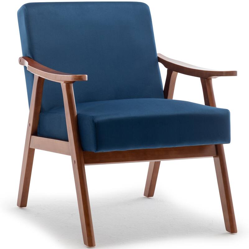 Velvet Mid-Century Accent Chair with Solid Wood Frame Wingback Chair (300lb Capacity)
