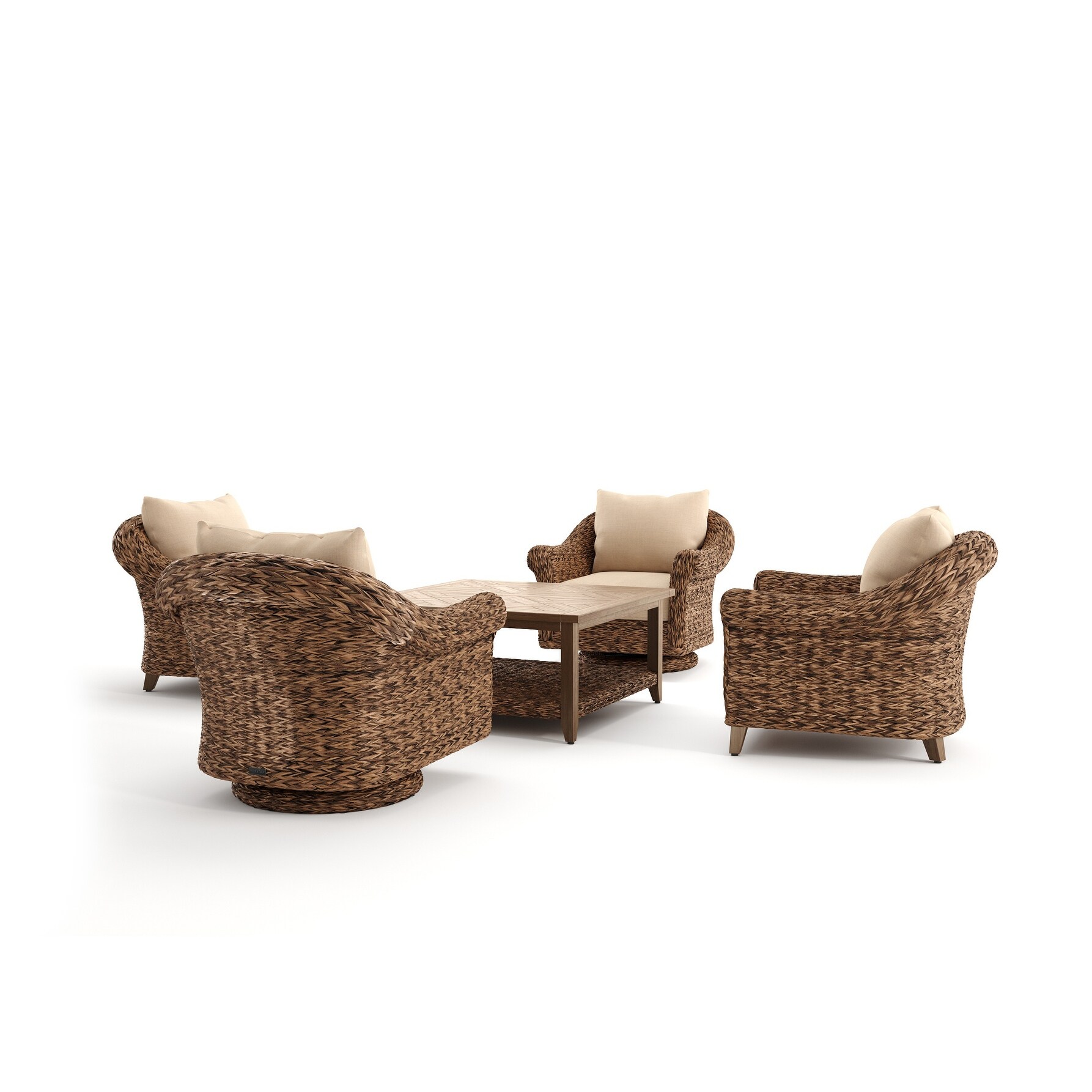 Winston Cayman 5 Piece Stationary Lounge Chair And Swivel Glider Lounge Chair Chat Seating Set Overstock 32282593