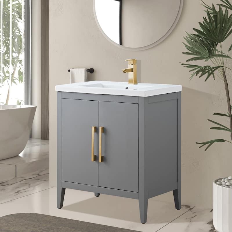 Vanity Art 20" or 24" or 30" Single Sink Bathroom Vanity Cabinet with Ceramic Top