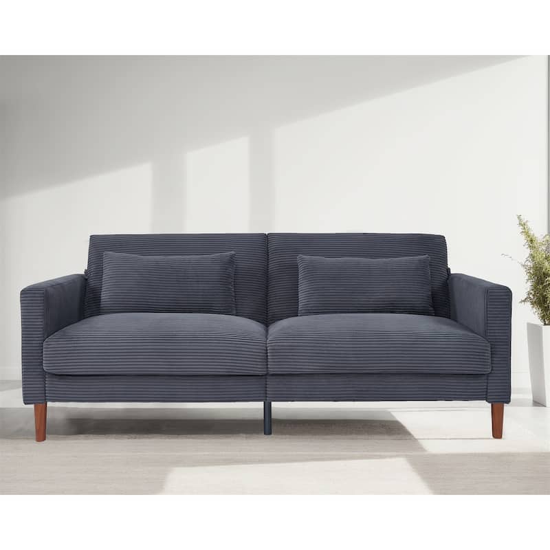 Couch Sofa, Corduroy Fabric Couches Loveseat Furniture with 2 Pillows for Living Room, Bedroom