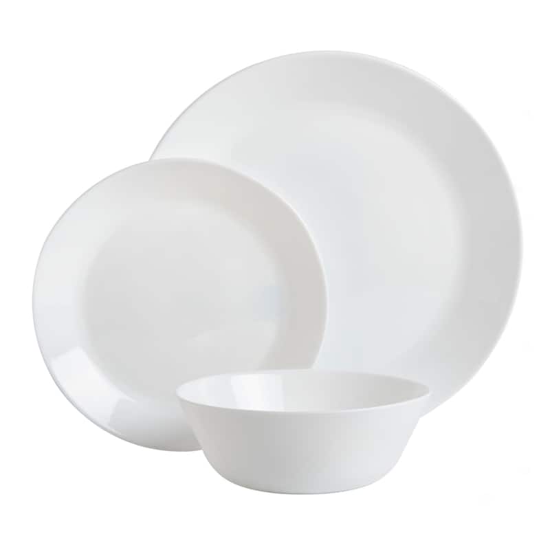 Gibson Home Ultra Round 18-Piece Dinnerware Set, Opal Glass