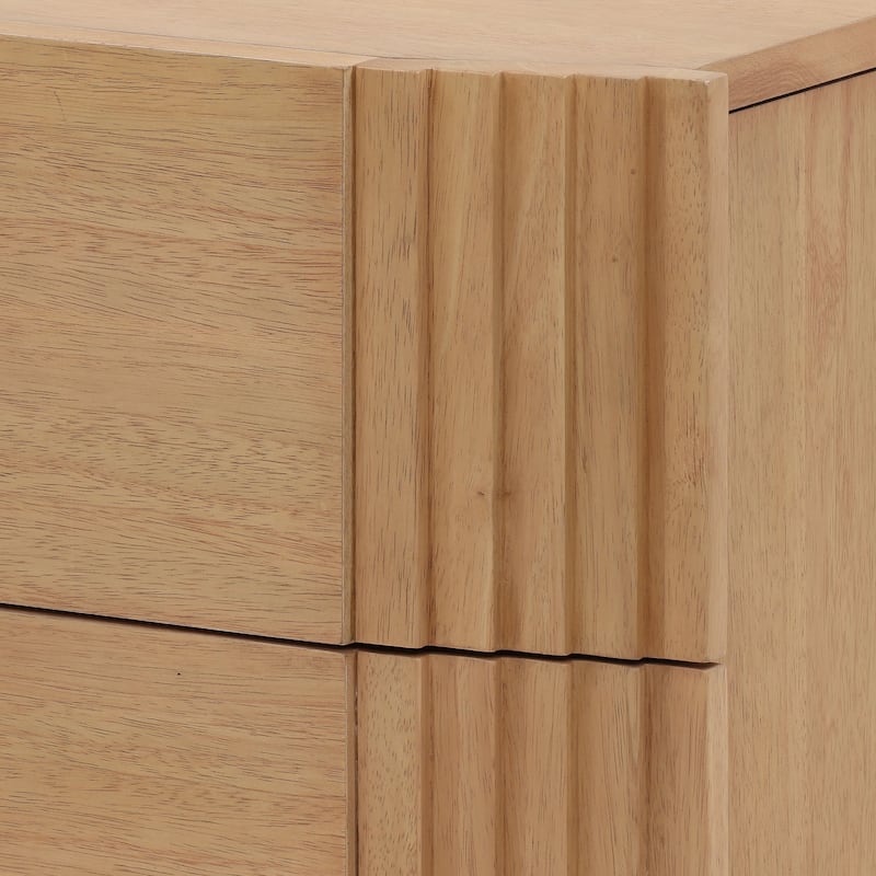 Alpine 3-Drawer Rubberwood Nightstand, Natural