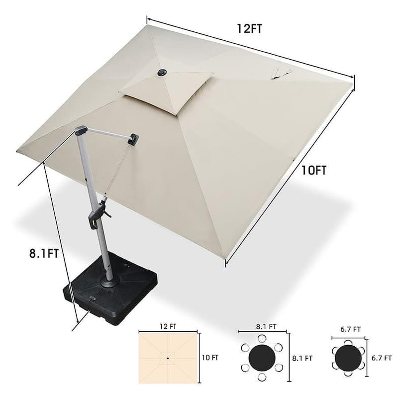 PURPLE LEAF Double Top 9x11/9x12/10x12/10x13ft Rectangle Umbrella Large Cantilever Outdoor Classic Umbrella
