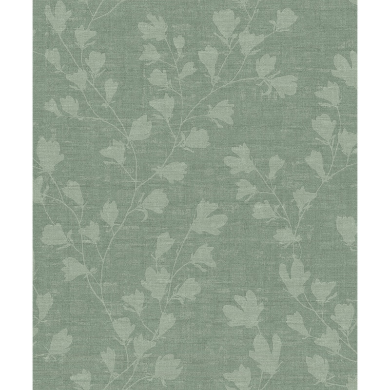 Galerie Wallcoverings Fusion Collection Floral Trail Motif Non-woven Matte Wallpaper Roll - 33 feet x 21 inches - Green