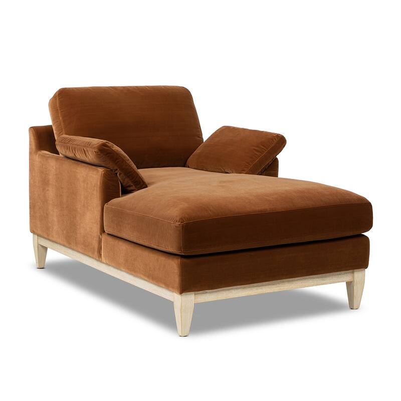 Pasadena 63" Loose Pillow Back Velvet Upholstered Chaise Lounge Chair - 63"W X 37"D X 35.5"H