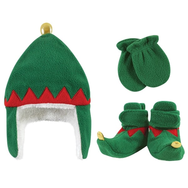 slide 2 of 2, Hudson Baby Unisex Baby Trapper Hat, Mitten and Bootie Set, Green Elf 6-12 Months - Green Elf