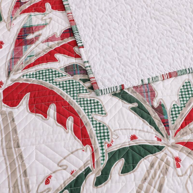 Tommy Bahama Palm Tree Patchwork Cotton Green Quilt Set