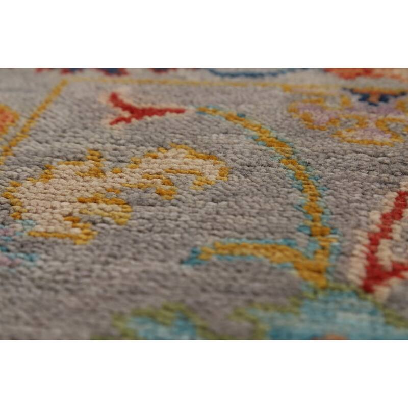 All-Over Gray Oushak Indian Runner Rug Handmade Wool Carpet - 2'6"x 8'0"