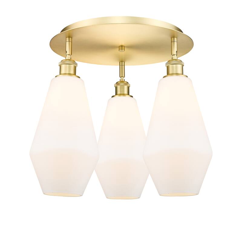 Innovations Lighting Cindyrella - 3 Light 19" Flush Mount - Cased Matte White/Satin Gold