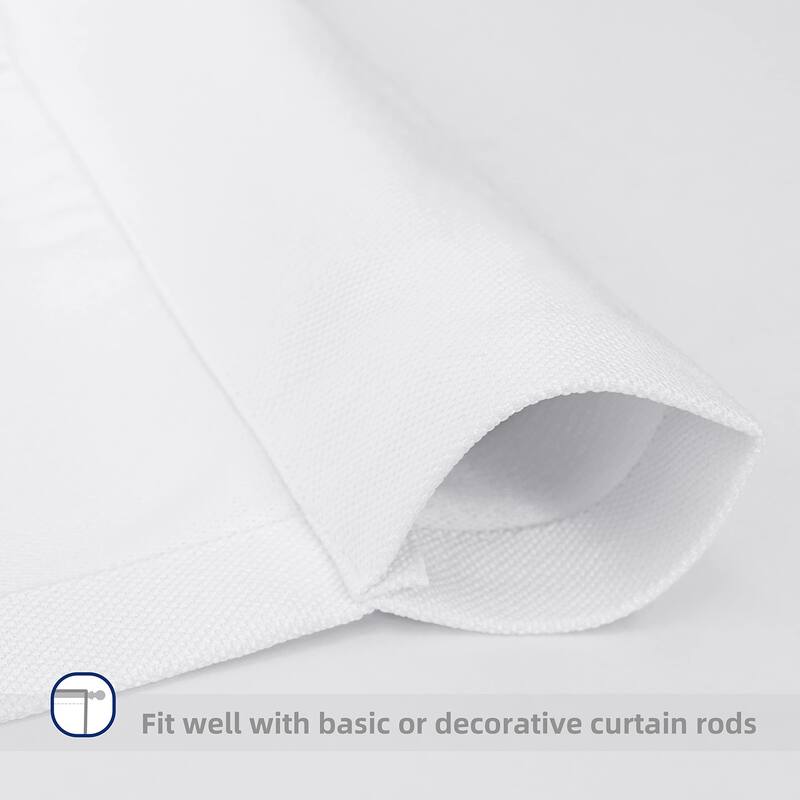 DriftAway Faux Linen Textured Solid Color Blackout Tie Up Curtain for Kitchen Adjustable Balloon Rod Pocket Window Curtains