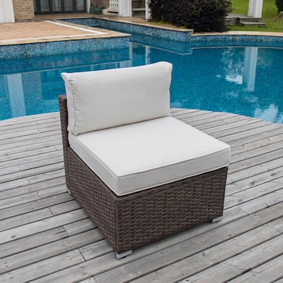 COSIEST PE Wicker Outdoor Armless Sectional Chair With Pillow