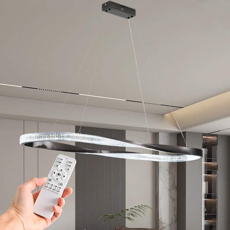 Modern LED Pendant Light Fixture, Contemporary Irregular Ring Chandelier