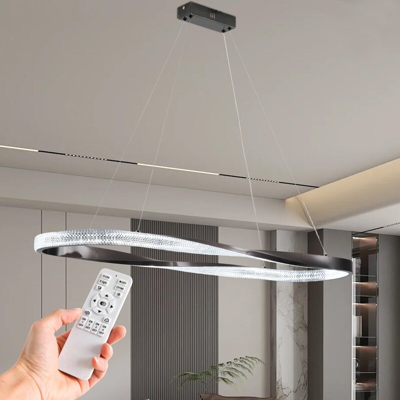 Modern LED Pendant Light Fixture Contemporary Irregular Ring Chandelier