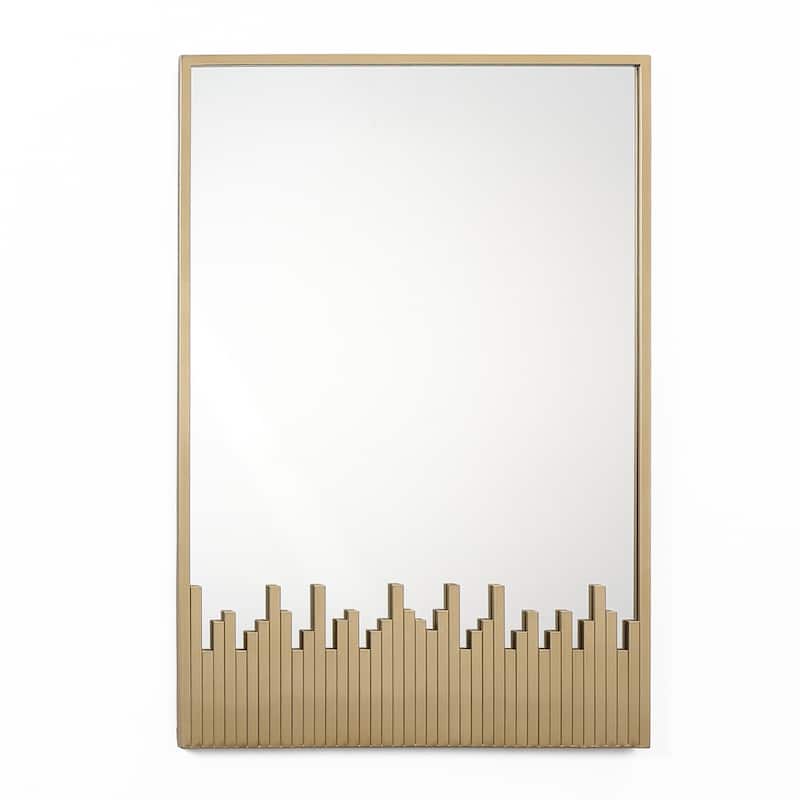 Cityscape Gold Metal Frame Rectangular Wall Mirror, Bathroom Wall Mirror - 32" H x 21.7" W