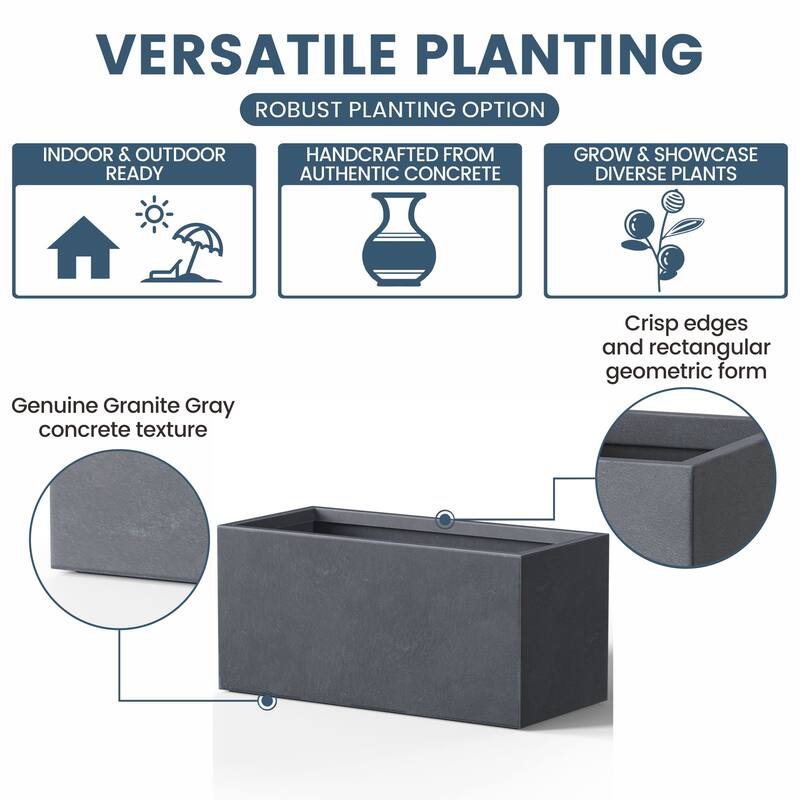 Tall Concrete Rectangle Plant Boxes / Large Indoor and Outdoor Flower Planters