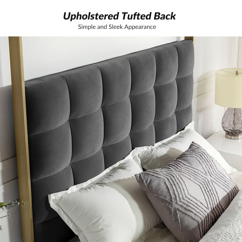 Milton Contemporary Upholstered Queen Size Canopy Bed by HULALA HOME