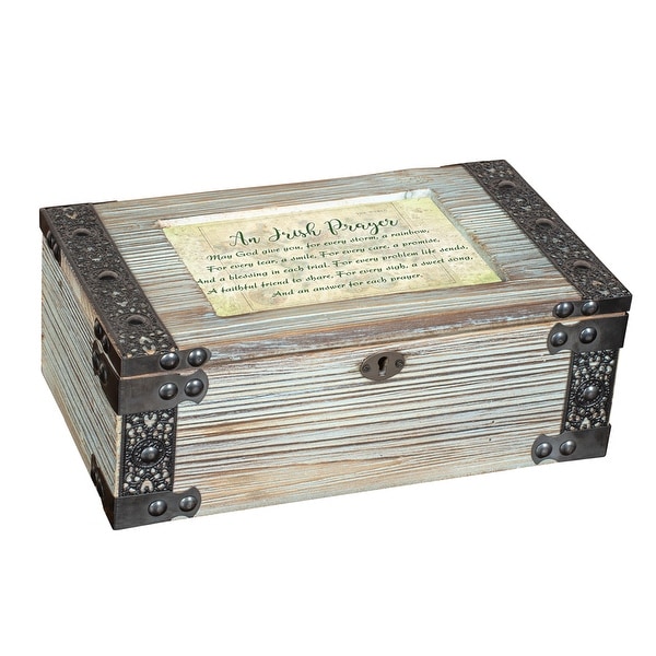 9.75" White and Brown Distressed Rectangular Framed Musical Box - N/A